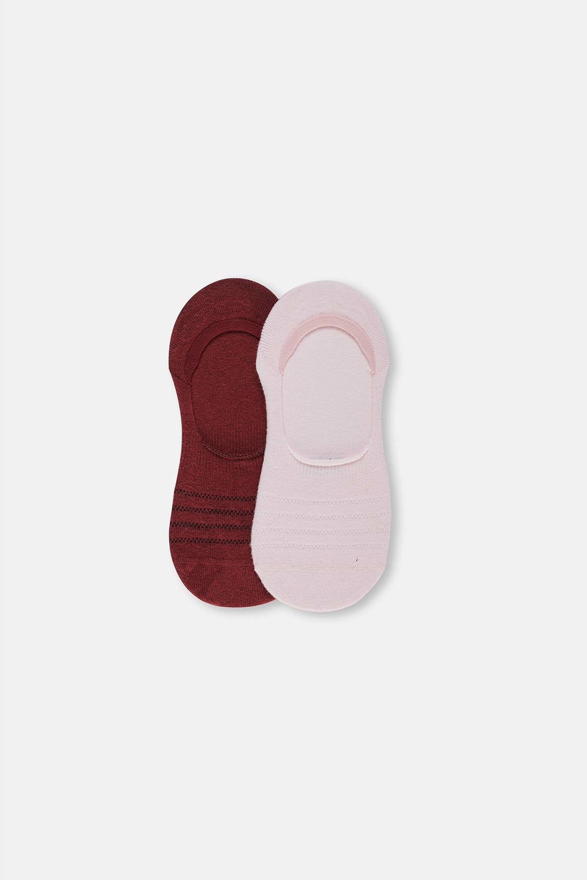Bordo Kadın Düz Görünmez Çorap 2'Li