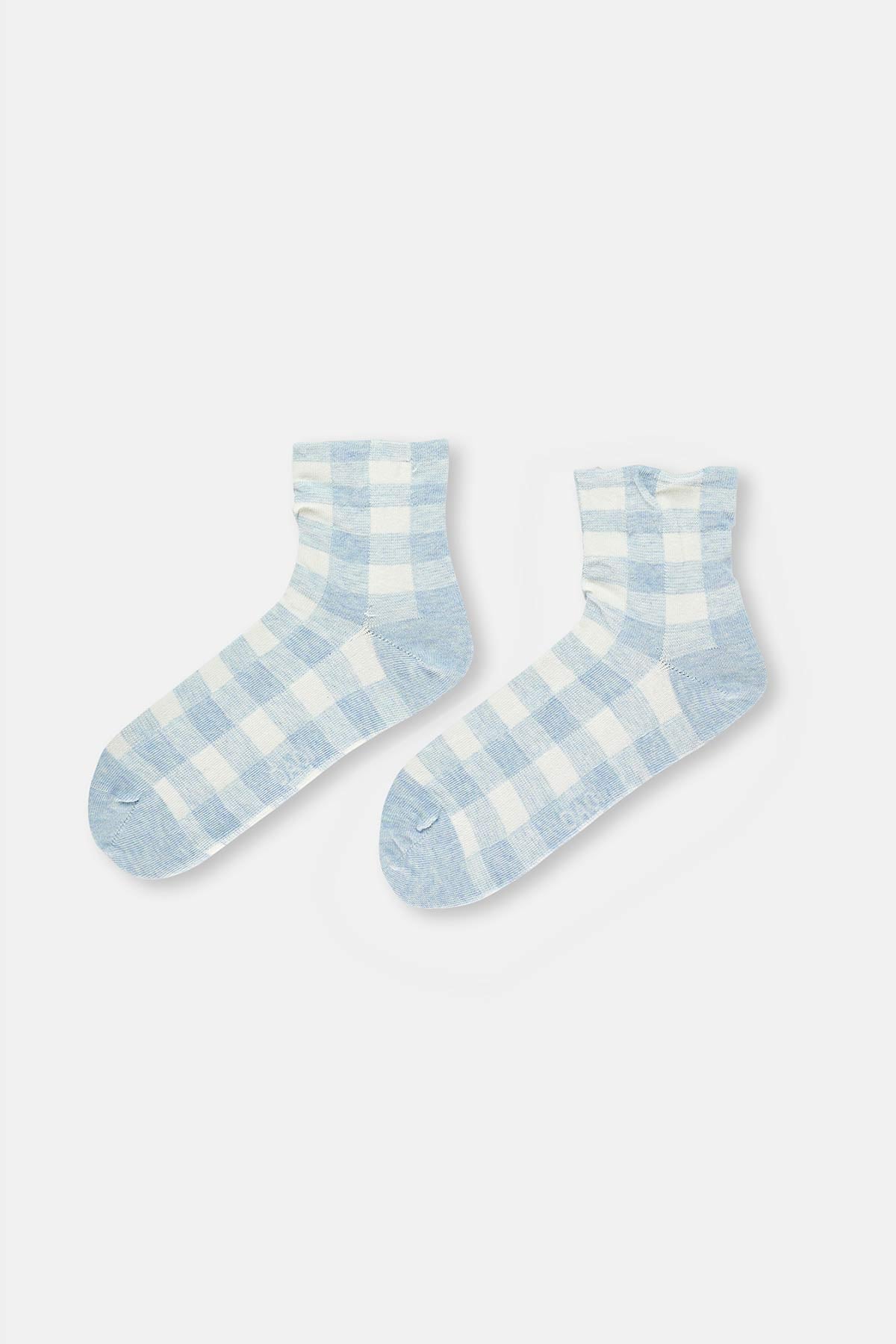 Mavi Kadın Kareli Çorap