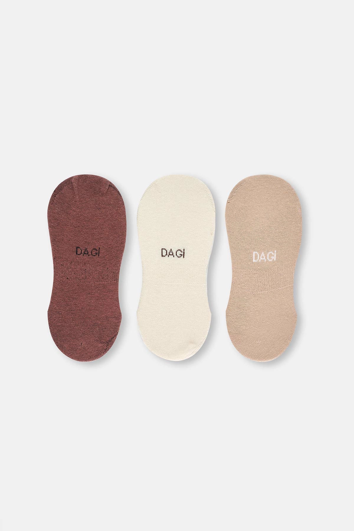 Kahve Kadın Görünmez Çorap 3'Lü
