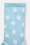 Açık Mavi Kadın Çiçek Desenli Çorap