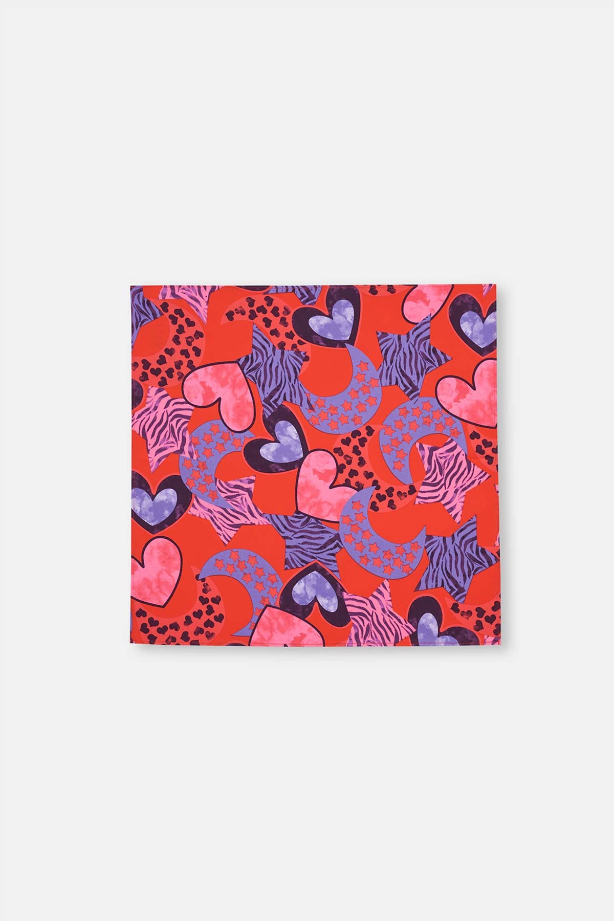 Nar Çiçeği Kalp Desenli Bandana