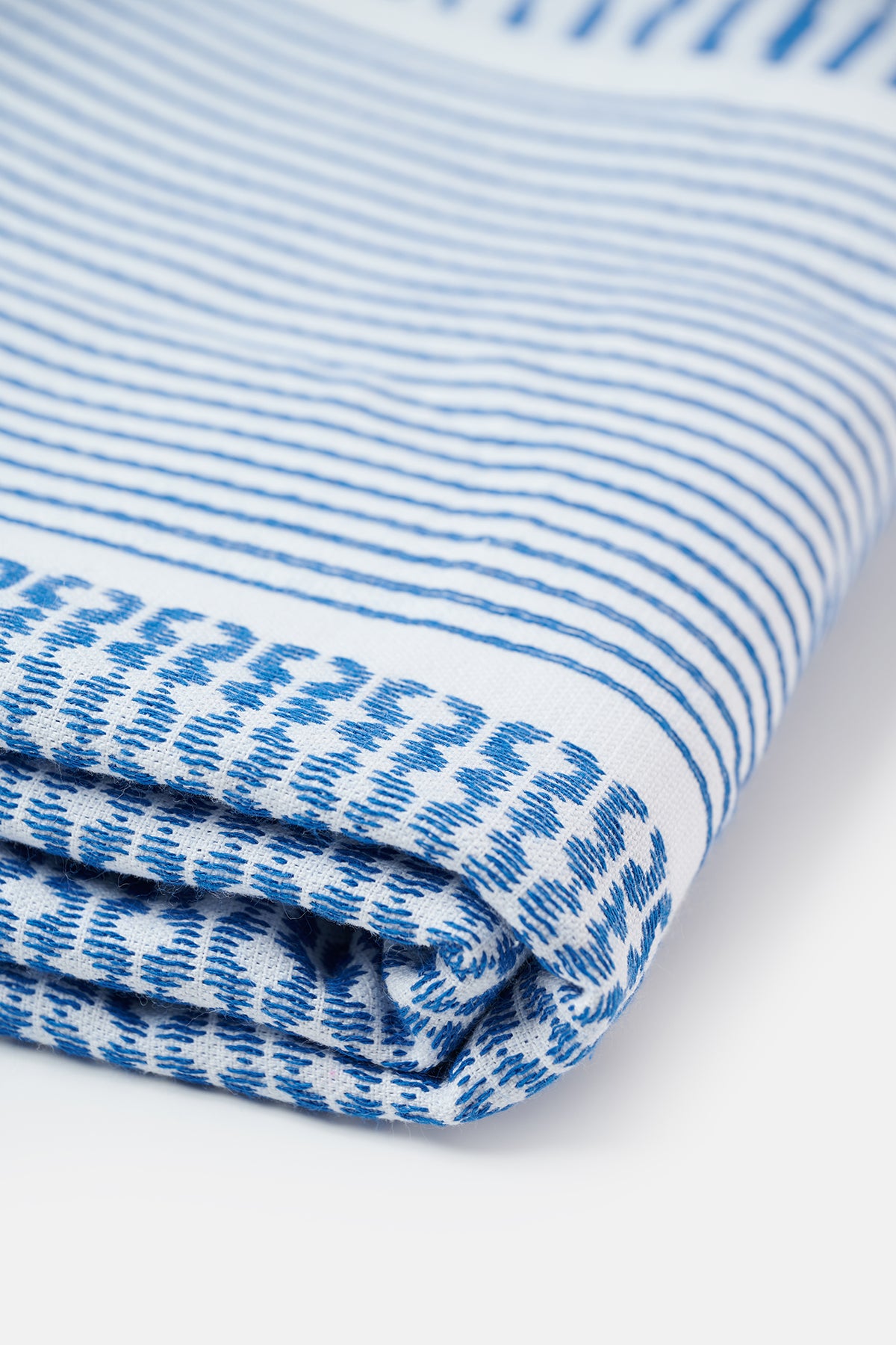 Beyaz - Mavi Enine Çizgili Desenli Havlu Alapus 85X150