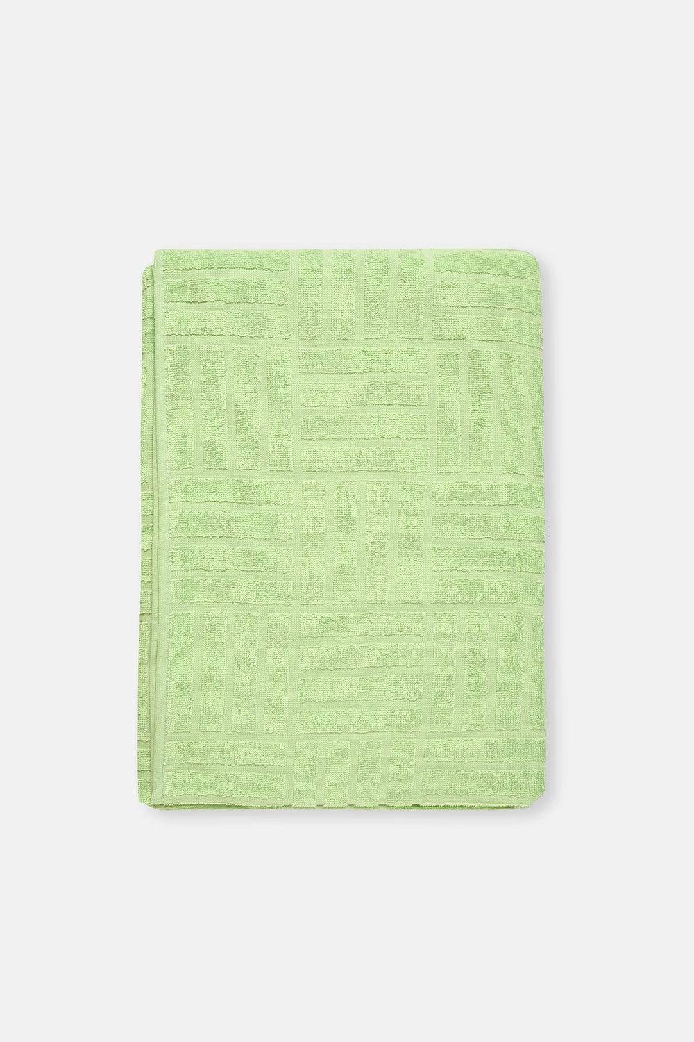 Açık Yeşil Çizgi Dokulu Düz Renk Havlu 85X150