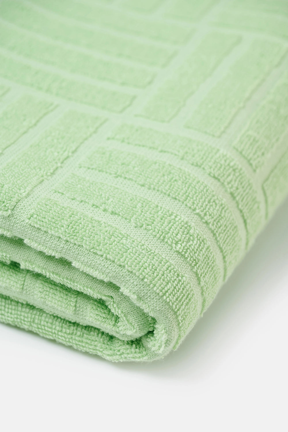 Açık Yeşil Çizgi Dokulu Düz Renk Havlu 85X150
