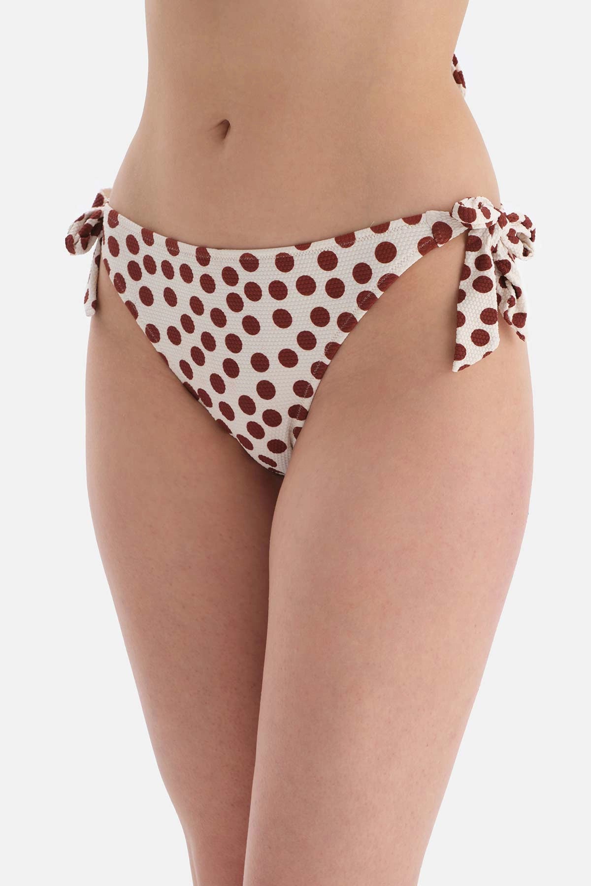 Kahve - Ekru Kalın Bağcıklı Bikini Altı