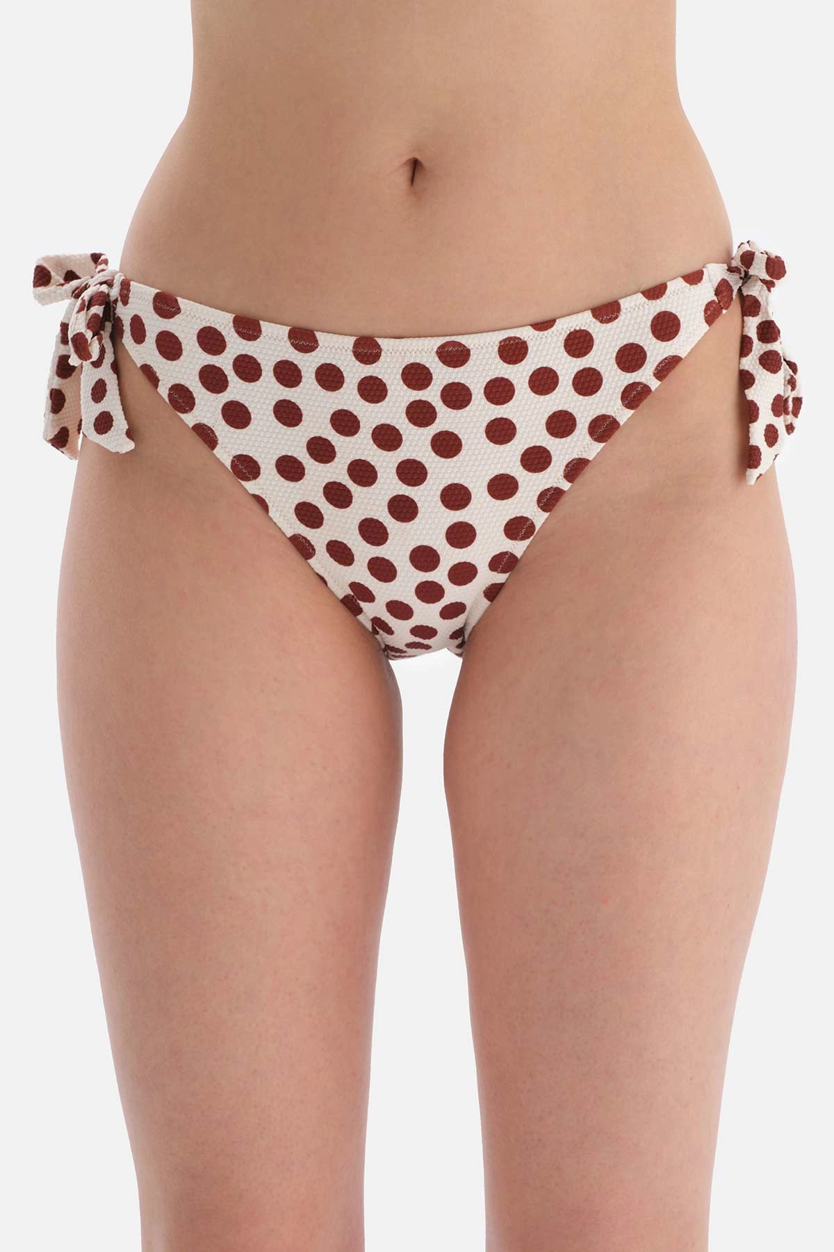 Kahve - Ekru Kalın Bağcıklı Bikini Altı