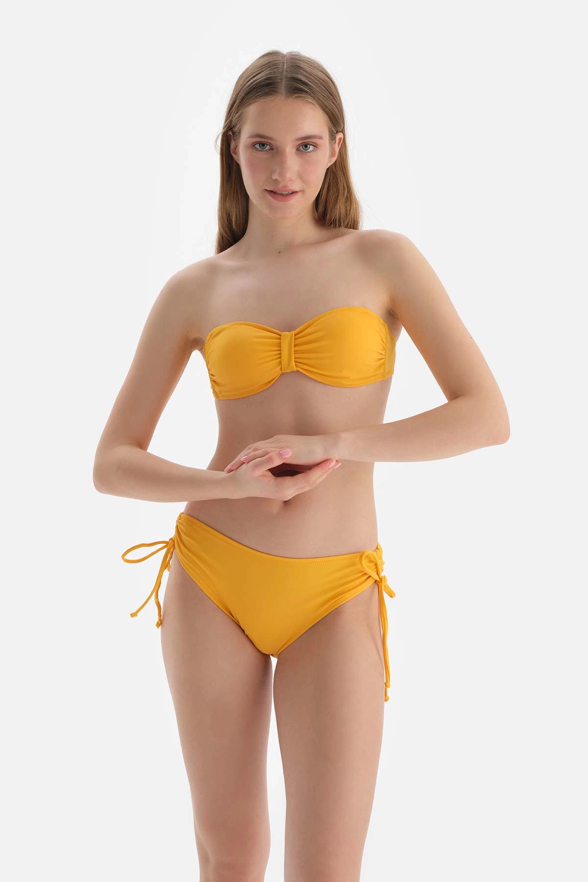 Sarı Straplez Bikini Üstü