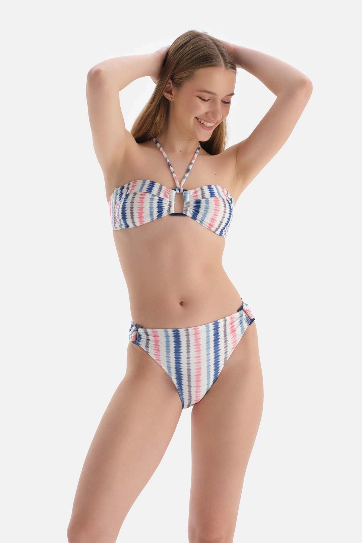 Pembe-Mavi Straplez Bikini Üstü