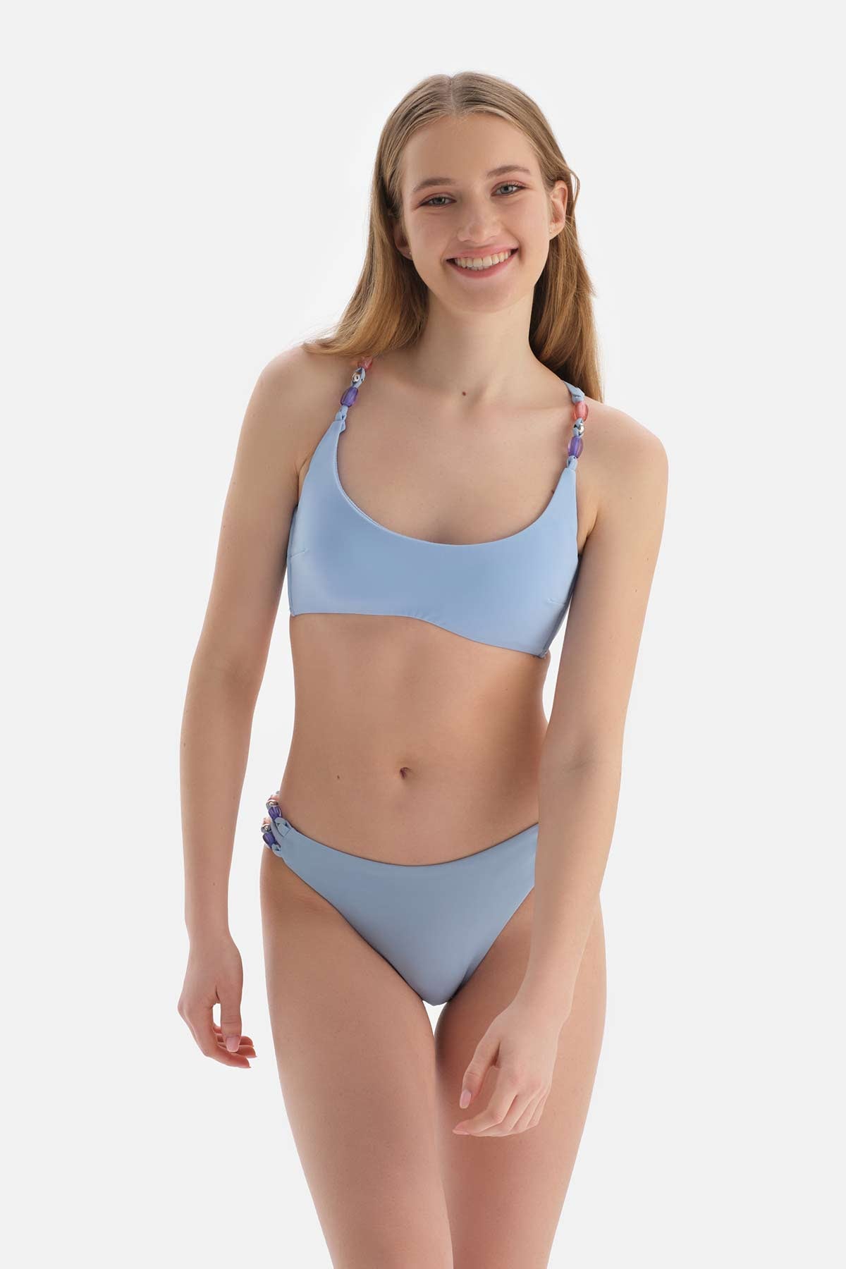 Mavi Bralet Bikini Üstü