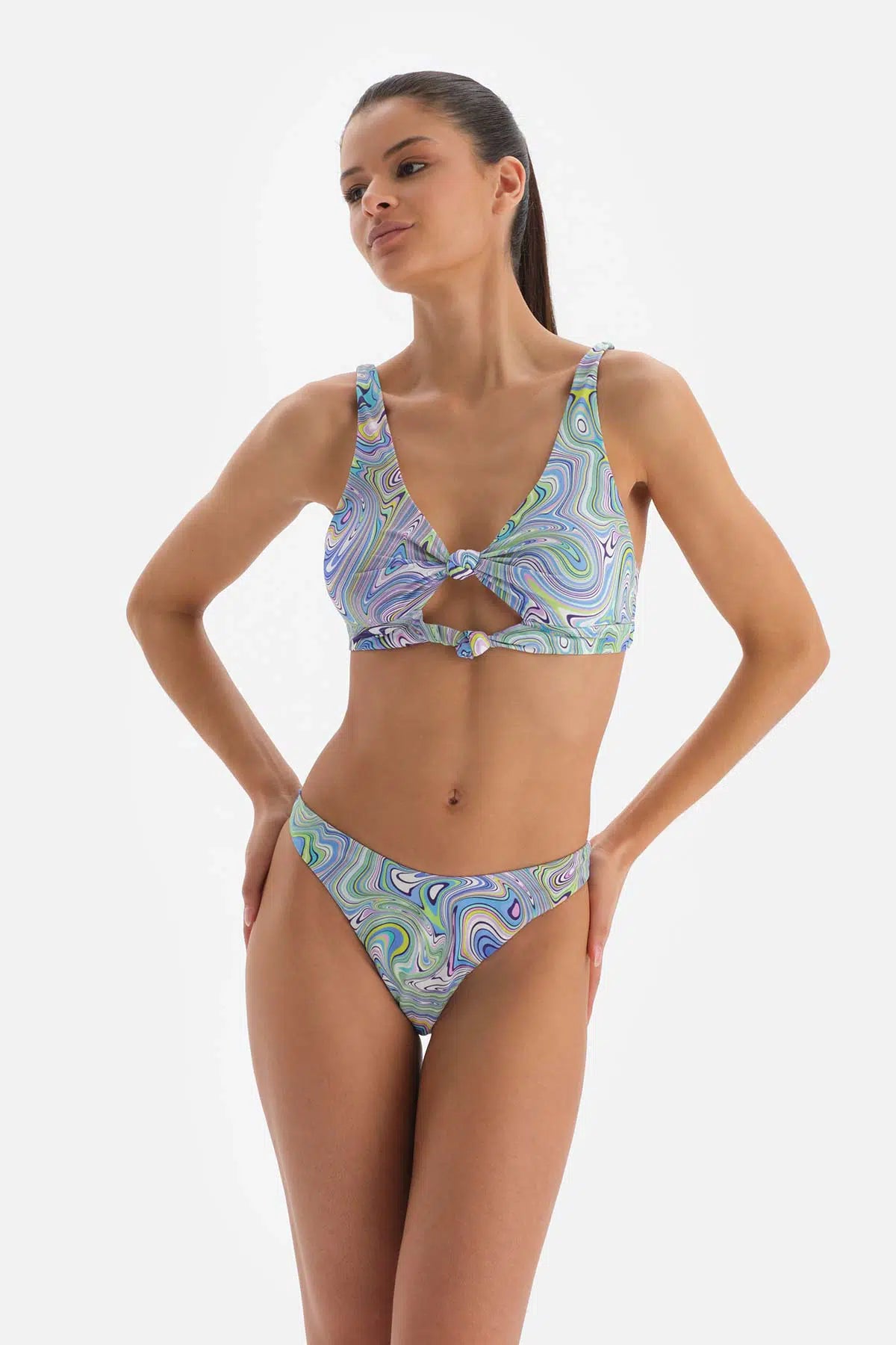 Lila - Yeşil Bralet Bikini Üstü