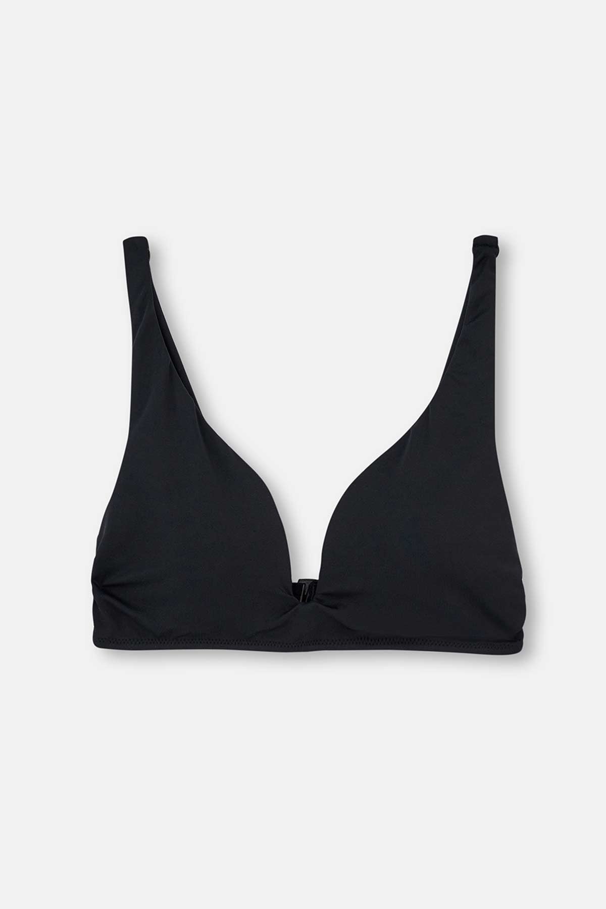 Siyah Üçgen Geniş V Tel Bikini Üstü