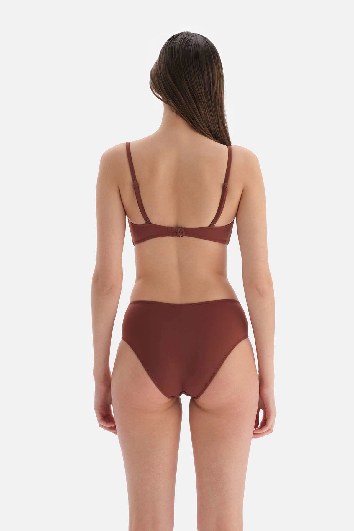 Kahve Straplez V Tel Bikini Üstü