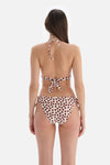 Kahve - Ekru Kaplı Bikini Üstü