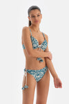 Yeşil - Ekru Kaplı Bikini Üstü