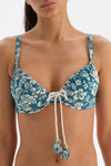 Yeşil - Ekru Kaplı Bikini Üstü