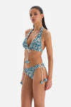 Yeşil - Ekru Üçgen Geniş Bikini Üstü