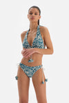 Yeşil - Ekru Üçgen Geniş Bikini Üstü