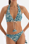 Yeşil - Ekru Üçgen Geniş Bikini Üstü
