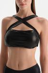 Siyah Balensiz Halter Yaka Bikini Üstü