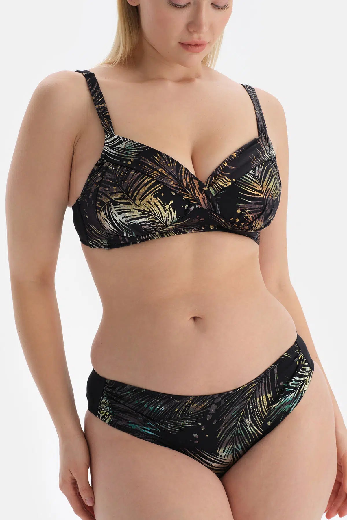 Siyah - Yeşil Korseli Toparlayıcı Bikini Üstü