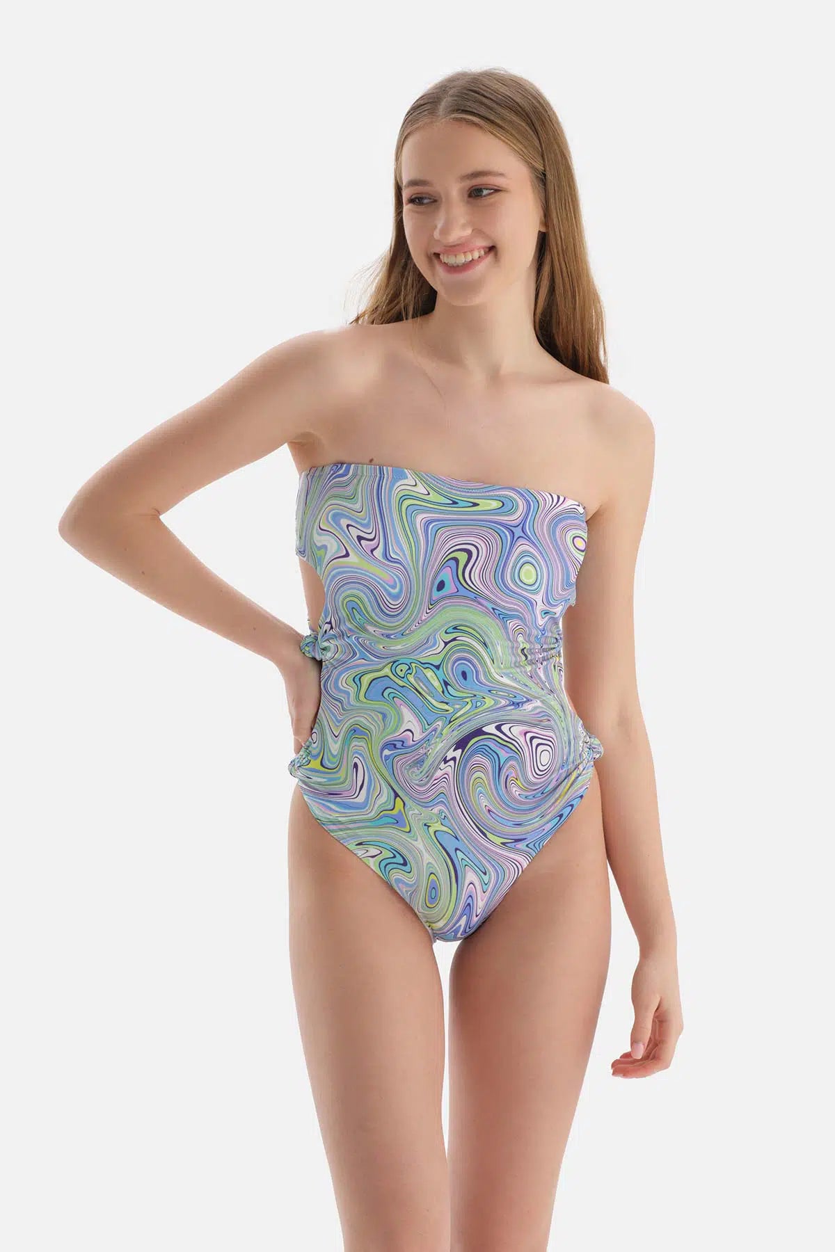 Lila - Yeşil Straplez Mayo