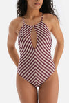 Bordo-Ekru Halter Yaka Mayo