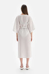 Beyaz Keten Uzun Kimono