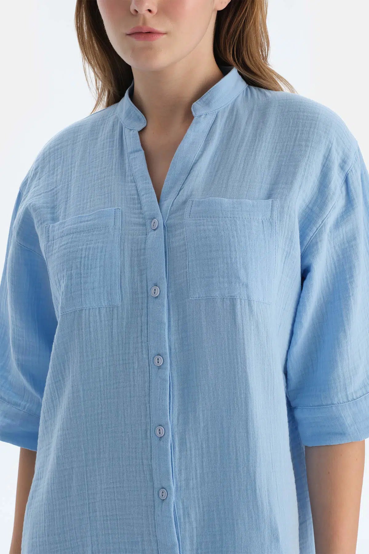 Mavi Müslin Gömlek