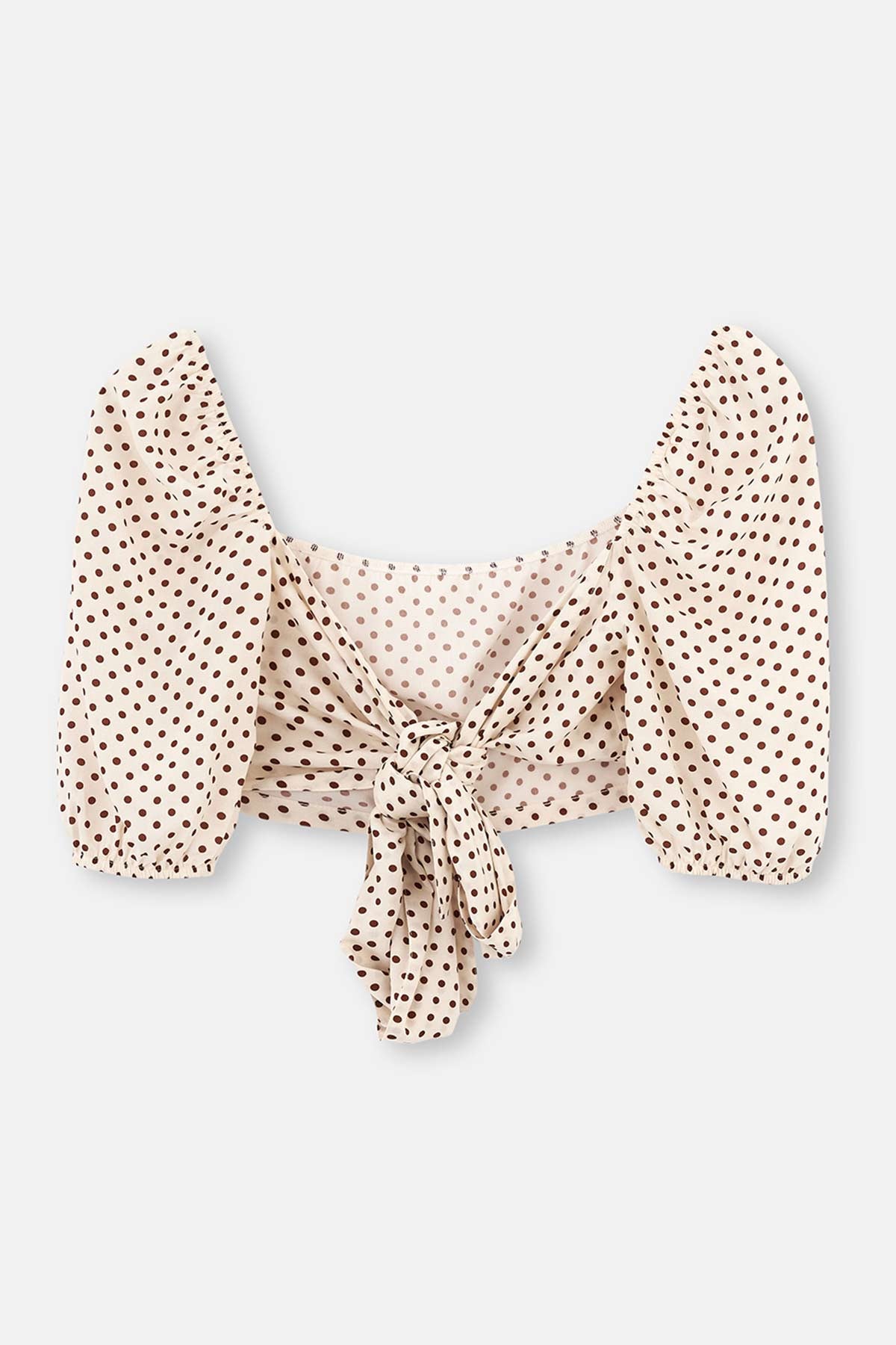 Ekru-Kahve Bağlamalı Üst