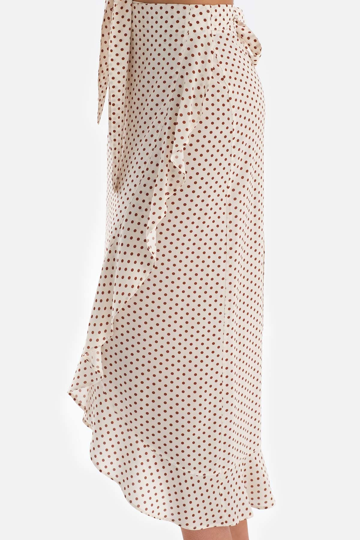 Ekru-Kahve Bağlamalı Etek