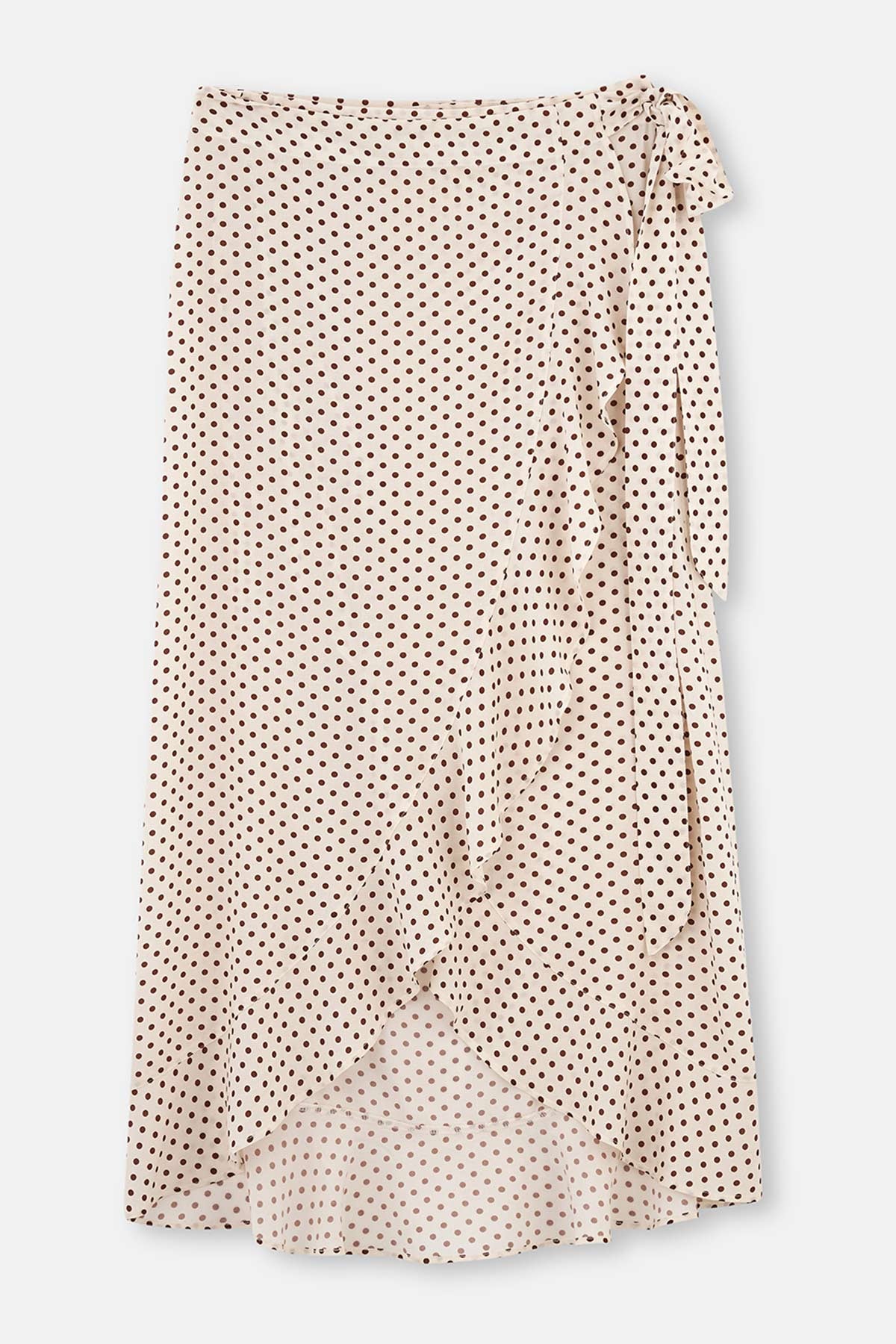 Ekru-Kahve Bağlamalı Etek