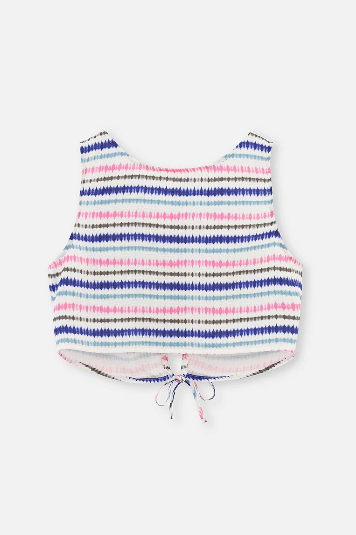 Pembe-Mavi Müslin Kısa Üst