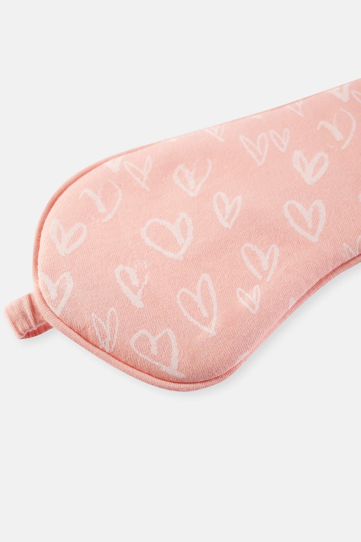 Açık Pembe Kadın Uyku Gözlüğü Kalp Desen