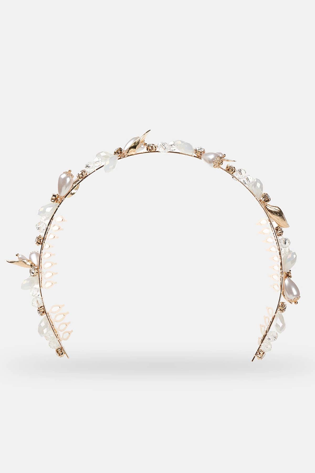 Altın Altın Kristal Çiçek Kadın Bride Taç