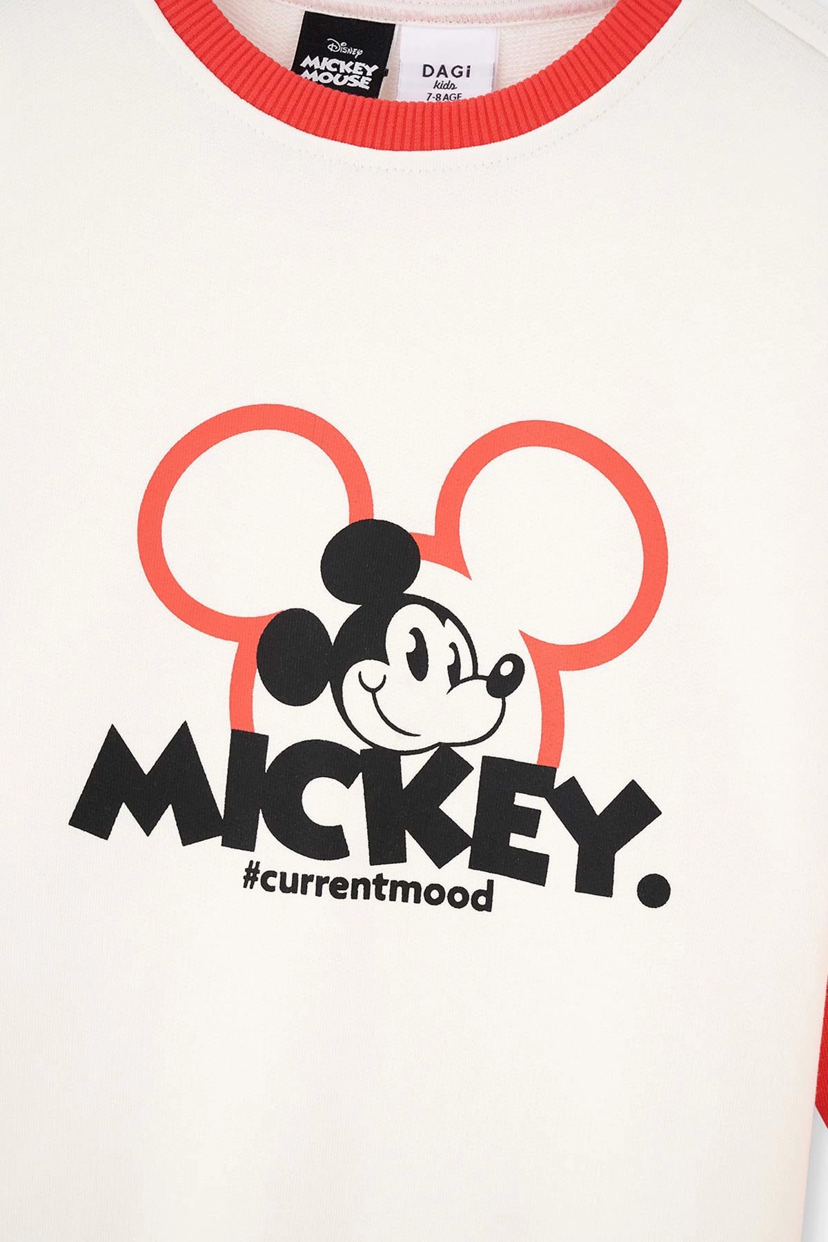 Ekru Mıckey Mouse Baskı Detaylı Unısex Sweatshırt