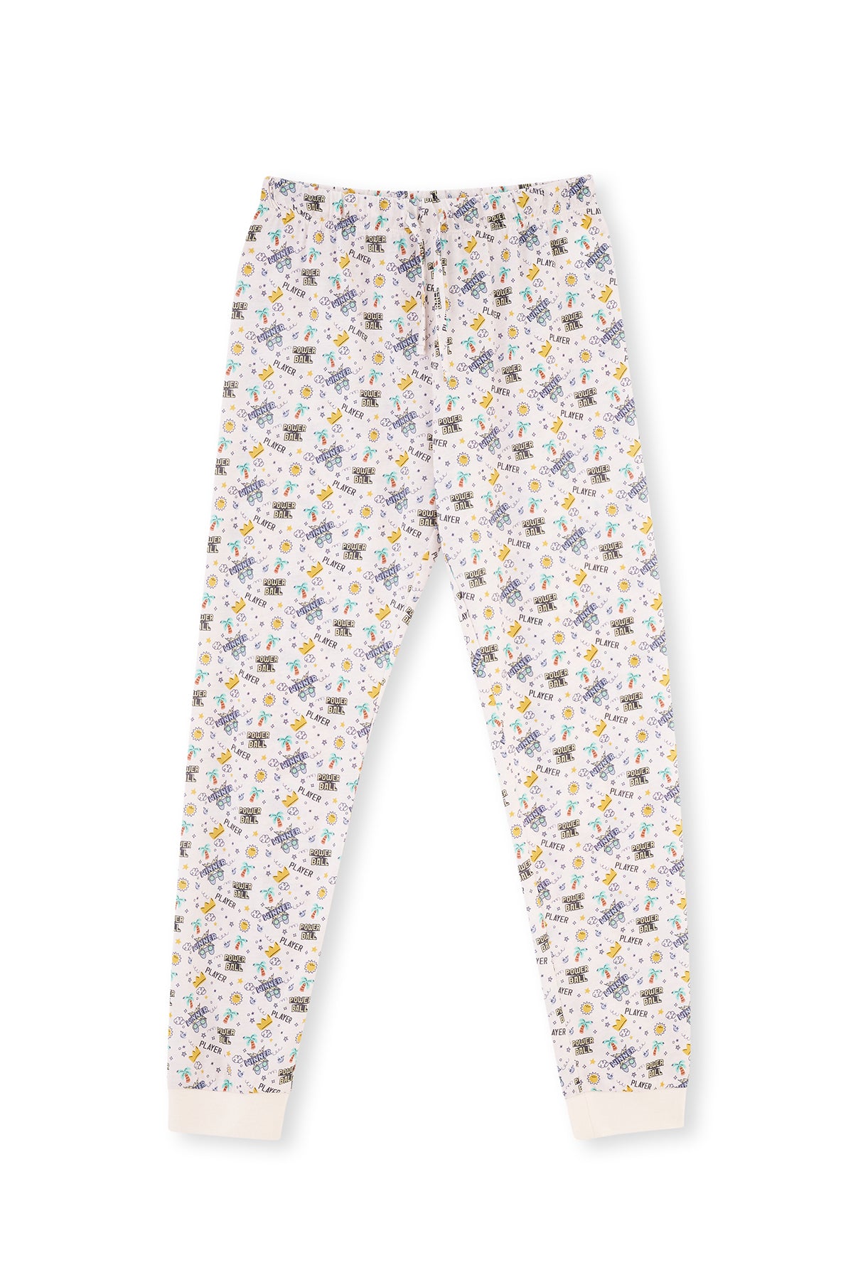 Ekru Kısa Kollu Slogan Baskılı Penye Modal Pijama Takımı