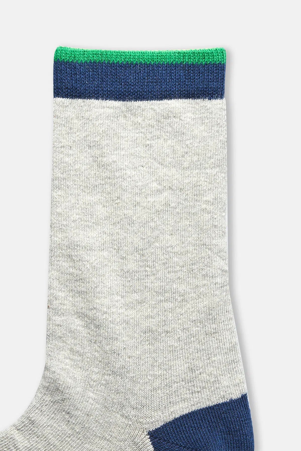 Gri Melanj-Lacivert Erkek Çocuk 2'Li Çizgili Çorap