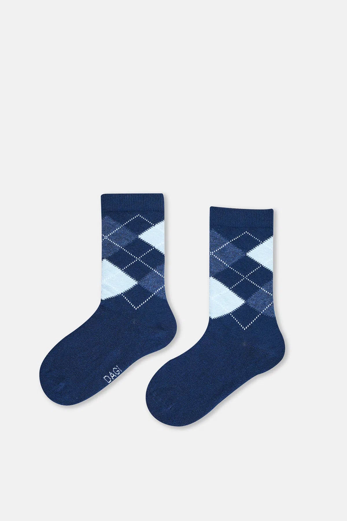 Lacivert Erkek Çocuk 2'Li Baklava Desenli Çorap
