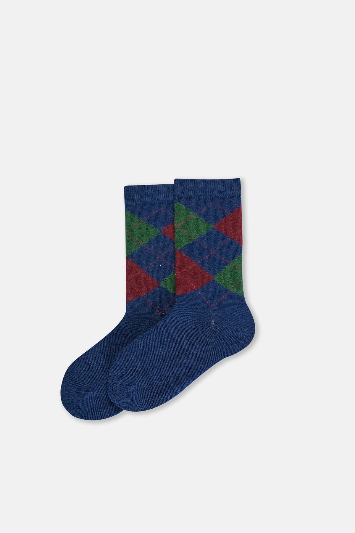 Yeşil Erkek Çocuk 2'Li Baklava Desenli Çorap