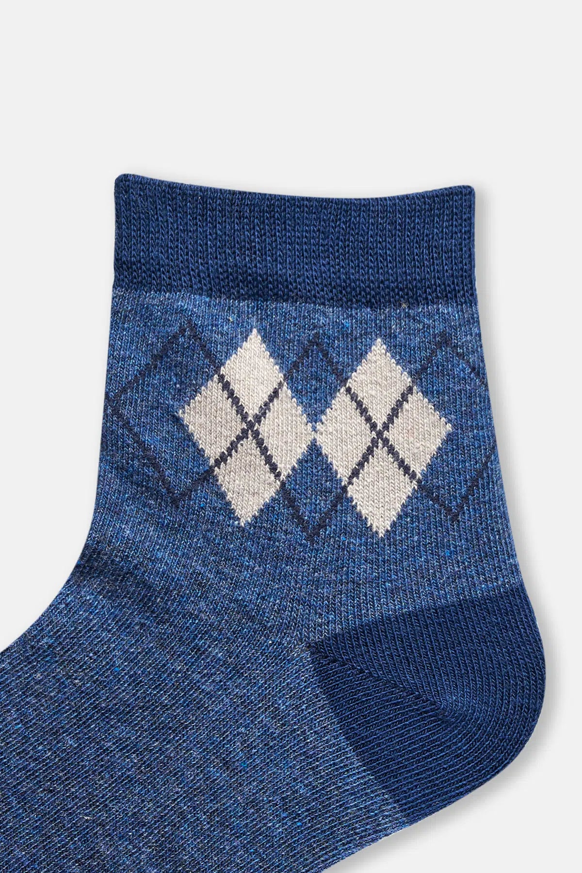 Gri Melanj-Lacivert Erkek Çocuk 2'Li Soket Çorap