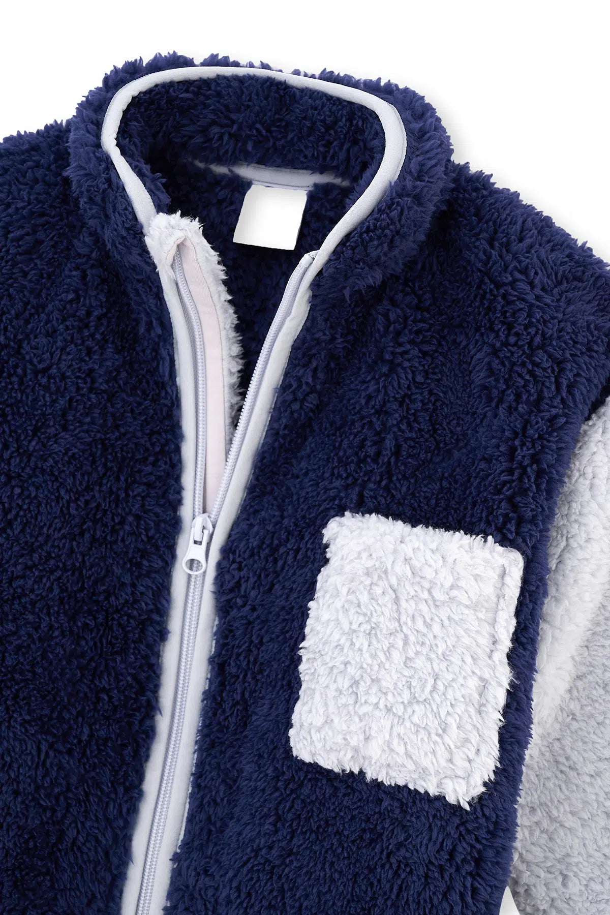 Lacivert Cep Detaylı Unısex Şerpa Sweatshırt
