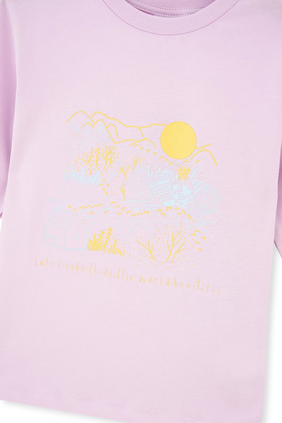 Lila Baskı Detaylı Uzun Kollu Pijama Takımı