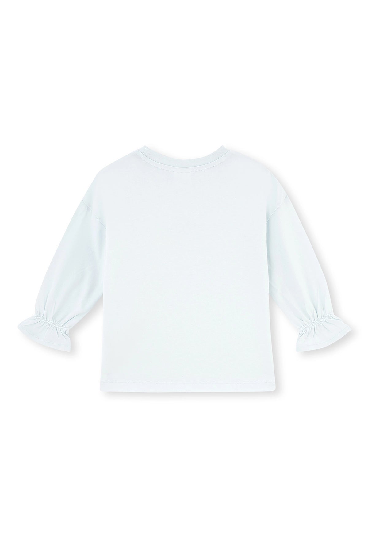 Açık Mavi Baskı Detaylı Uzun Kollu Bisiklet Yaka Pijama Takımı