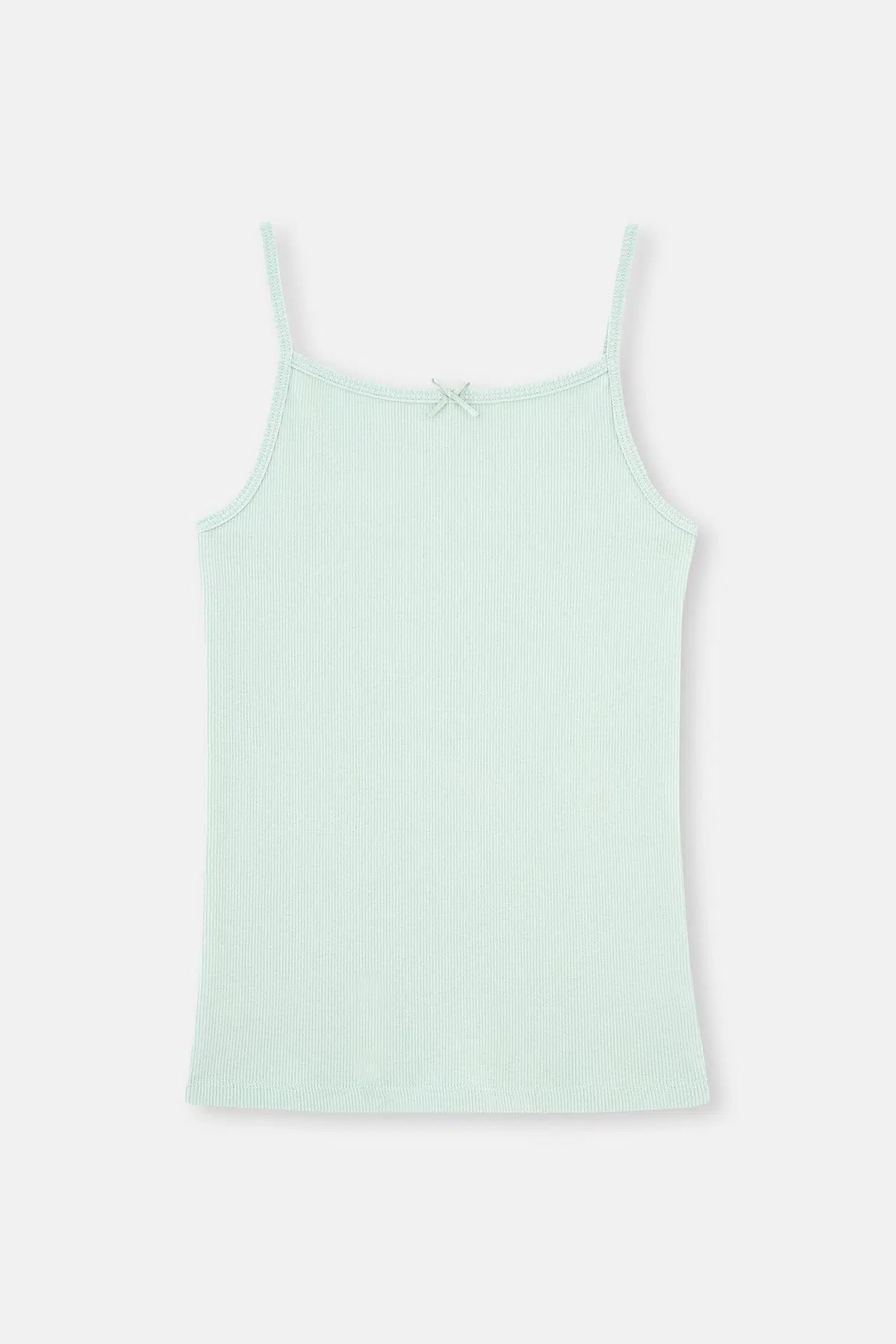 Yeşil-Ekru 2'Li Kız Çocuk Pamuklu Kaşkorse Atlet