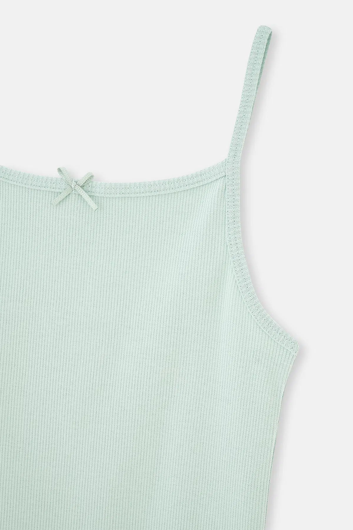 Yeşil-Ekru 2'Li Kız Çocuk Pamuklu Kaşkorse Atlet