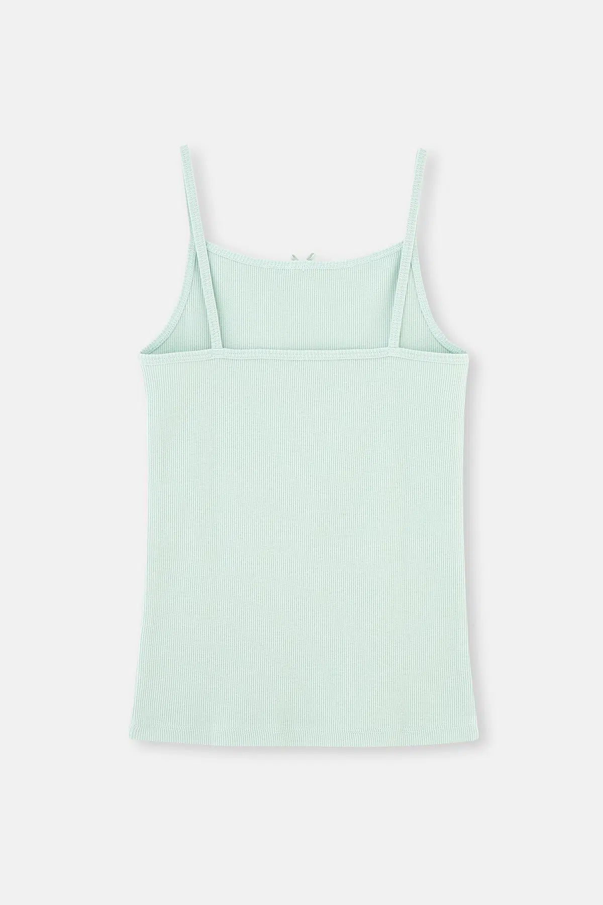 Yeşil-Ekru 2'Li Kız Çocuk Pamuklu Kaşkorse Atlet