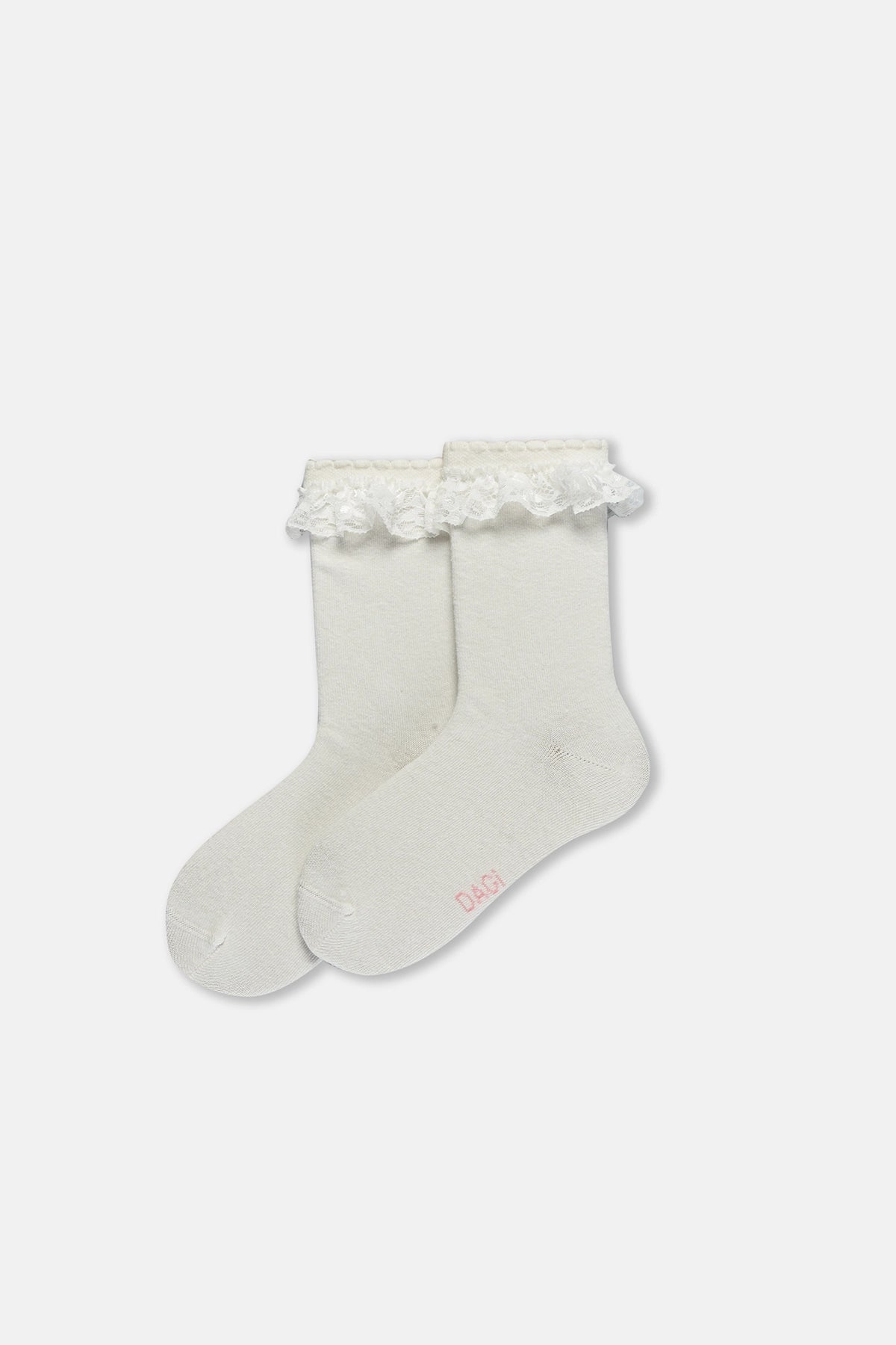 Ekru Kız Çocuk 3'Lü Dantelli Çorap