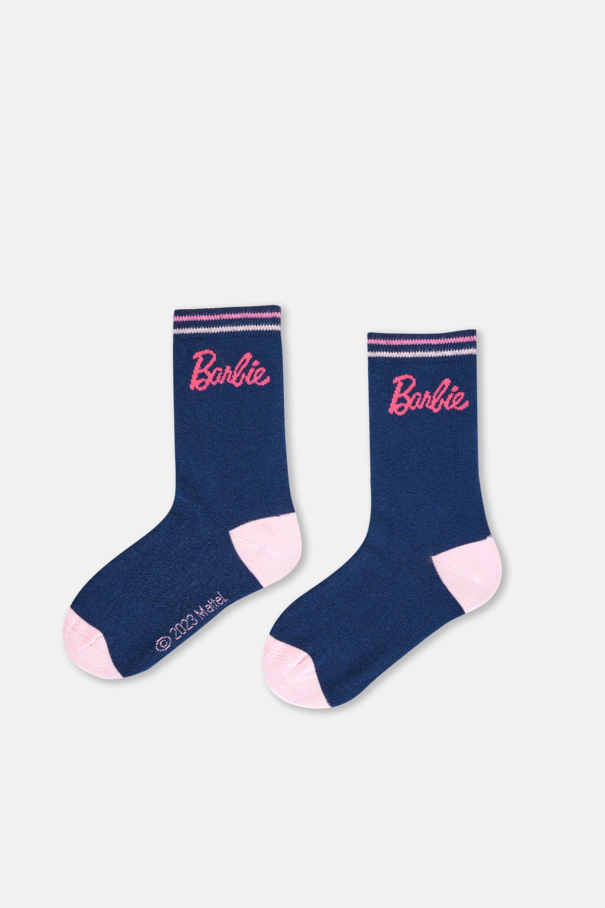 Lacivert-Pembe Kız Çocuk Barbıe 2'Li Çorap
