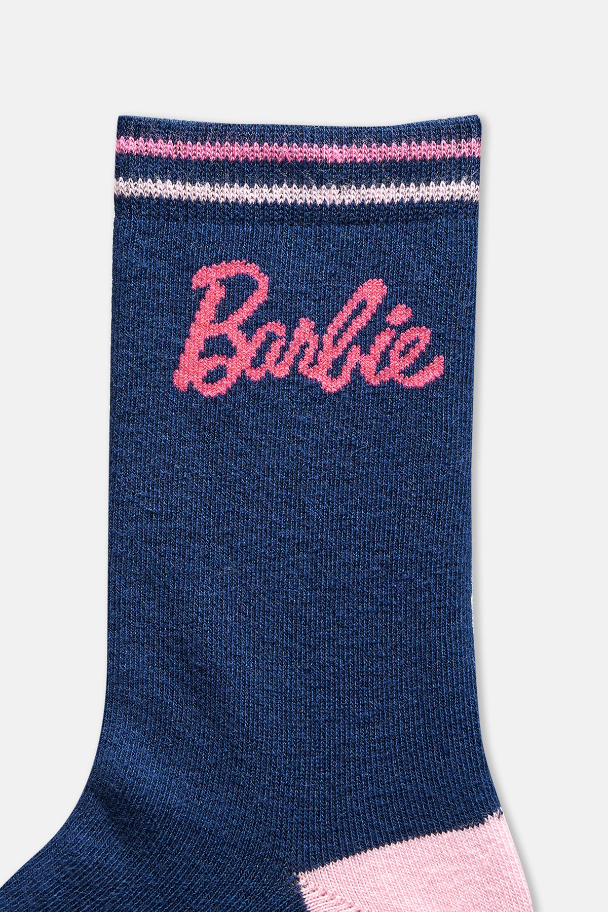 Lacivert-Pembe Kız Çocuk Barbıe 2'Li Çorap