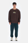 Koyu Kahve Dagi Active Dağ Baskılı Sweatshirt